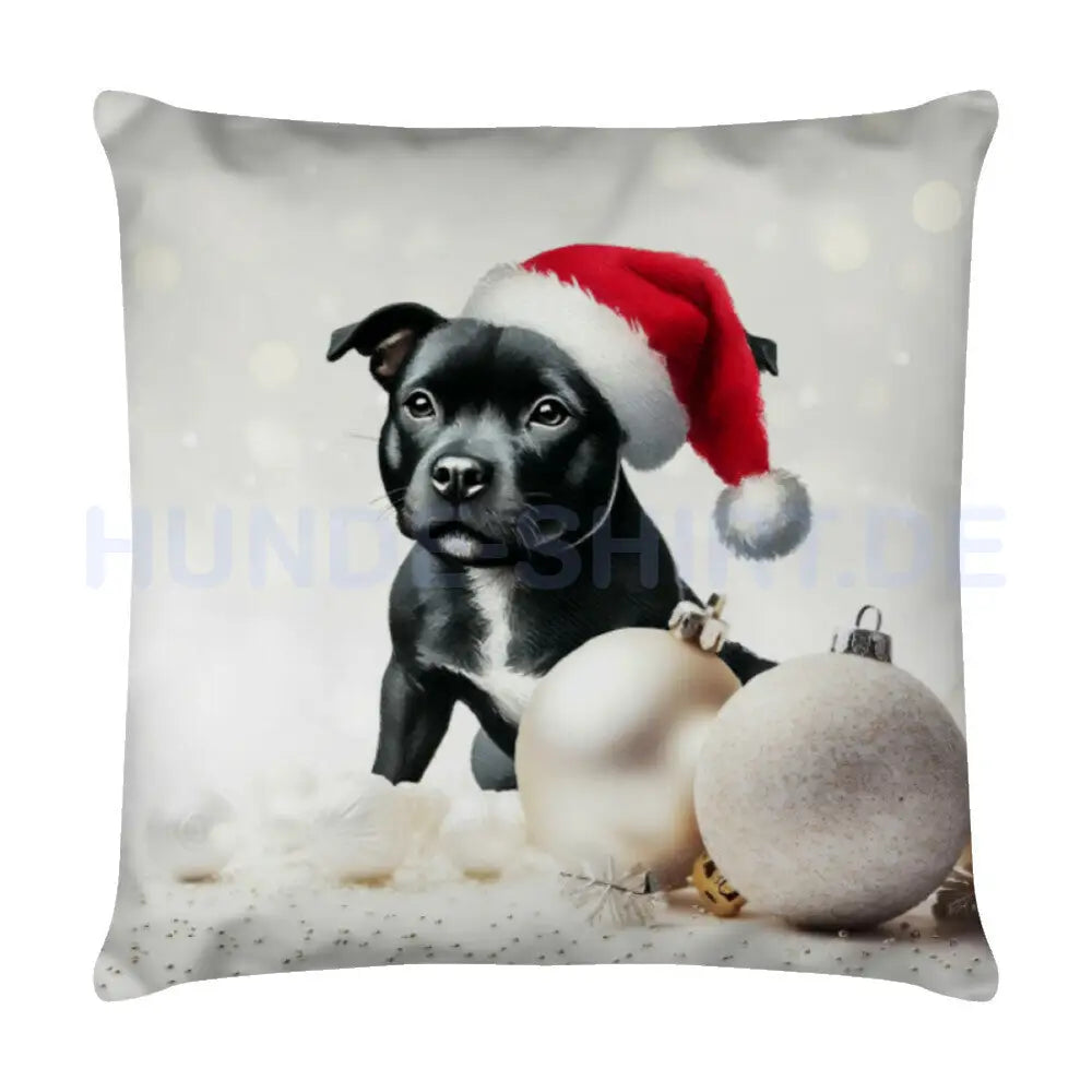 Kissen "Staffordshire Terrier - Weihnachten" Weiß – hunde-shirt.de