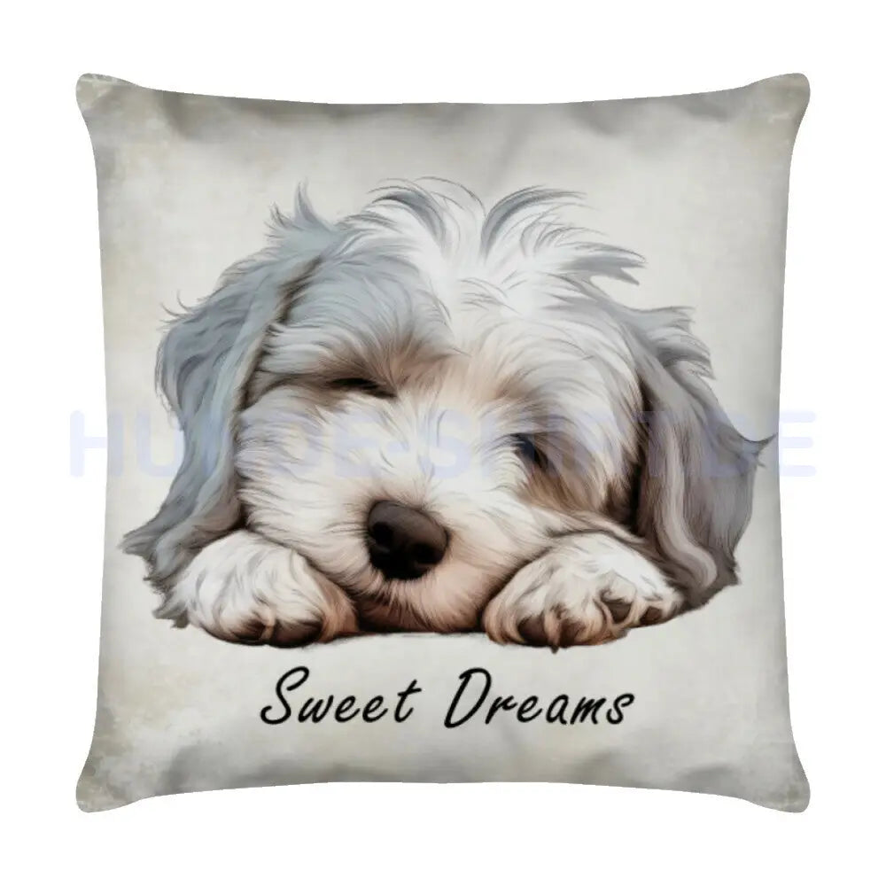 Kissen "Tibet Terrier - Sweer Dreams 2" Weiß – hunde-shirt.de