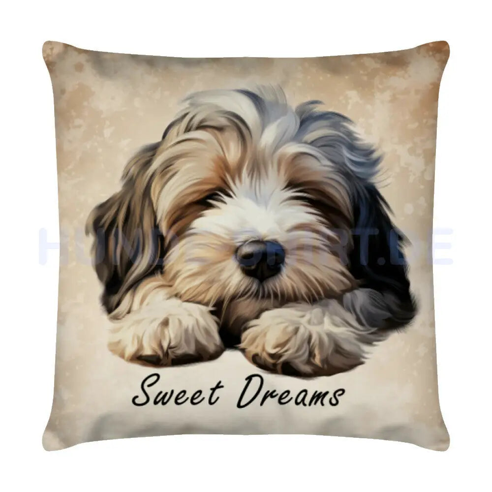 Kissen "Tibet Terrier - Sweet Dreams" Weiß – hunde-shirt.de