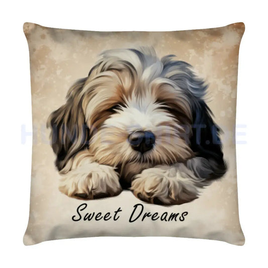 Kissen "Tibet Terrier - Sweet Dreams" Weiß – hunde-shirt.de