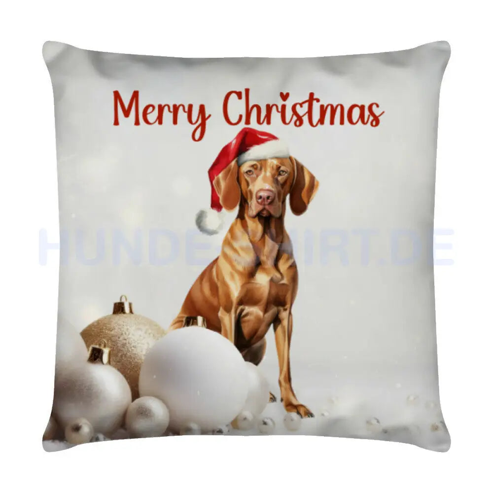 Kissen "Vizsla - Merry Christmas" Weiß – hunde-shirt.de