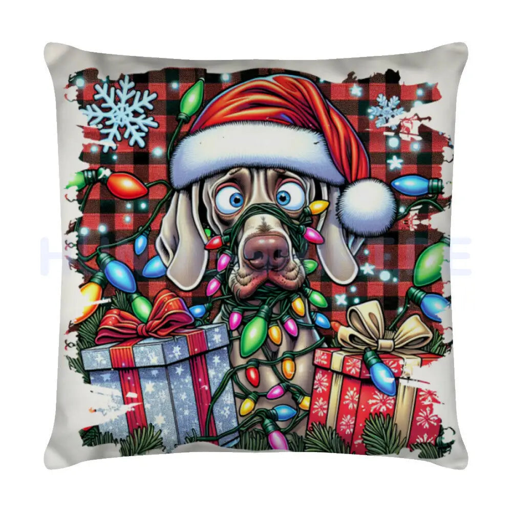 Kissen "Weimaraner - Funny Christmas" Weiß – hunde-shirt.de