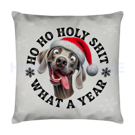 Kissen "Weimaraner - HO HO..." Weiß – hunde-shirt.de