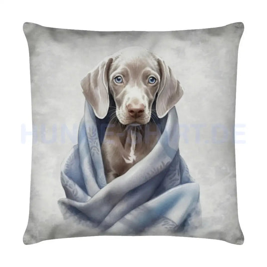 Kissen "Weimaraner - Kuscheln" Weiß – hunde-shirt.de