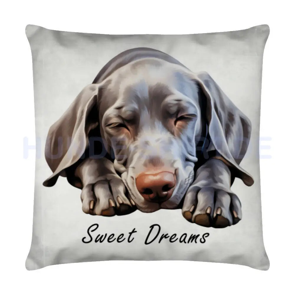 Kissen "Weimaraner - Sweet Dreams" Weiß – hunde-shirt.de