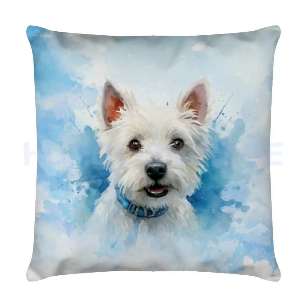 Kissen "Westie blue" Weiß – hunde-shirt.de