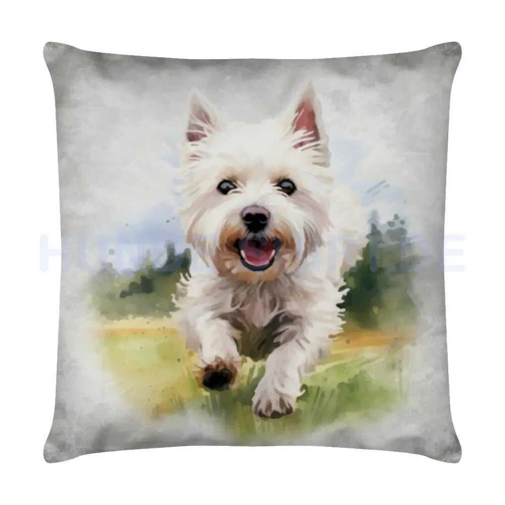 Kissen "Westie - Happy" Weiß – hunde-shirt.de