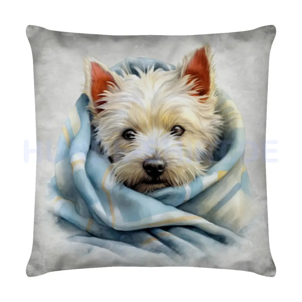 Kissen "Westie - Kuscheln" Weiß – hunde-shirt.de