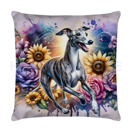 Kissen "Whippet Flowers" Weiß – hunde-shirt.de