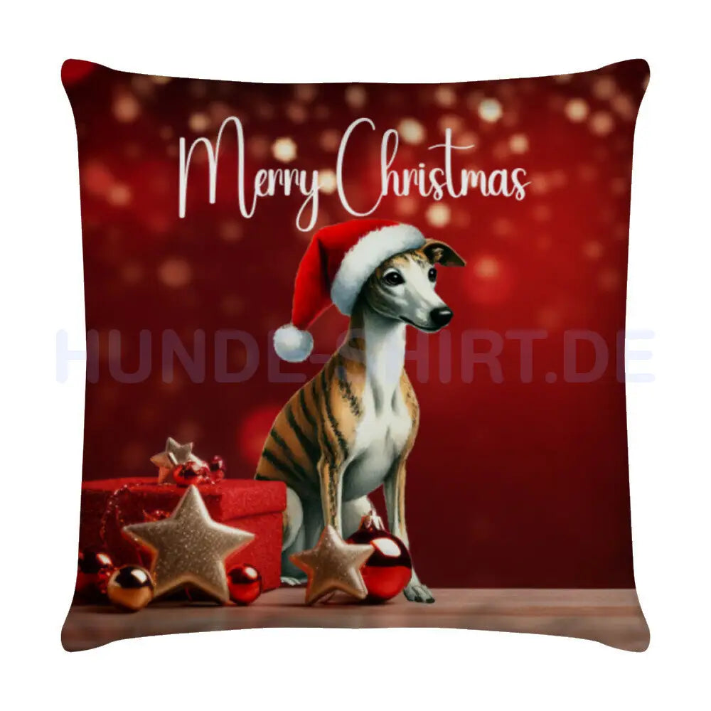 Kissen "Whippet - Merry Christmas" Weiß – hunde-shirt.de