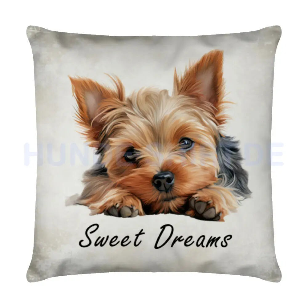 Kissen "Yorkshire - Sweet Dreams 2" Weiß – hunde-shirt.de