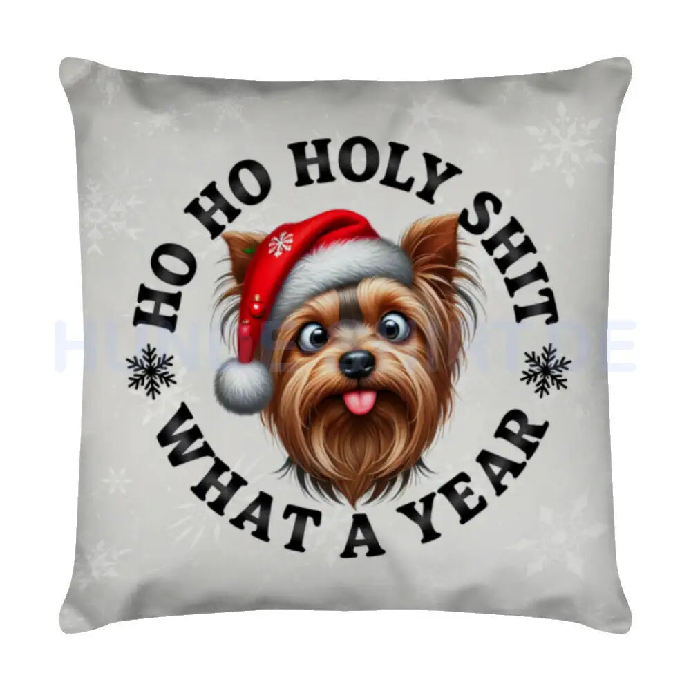 Kissen "Yorkshire Terrier - HO HO..." Weiß – hunde-shirt.de