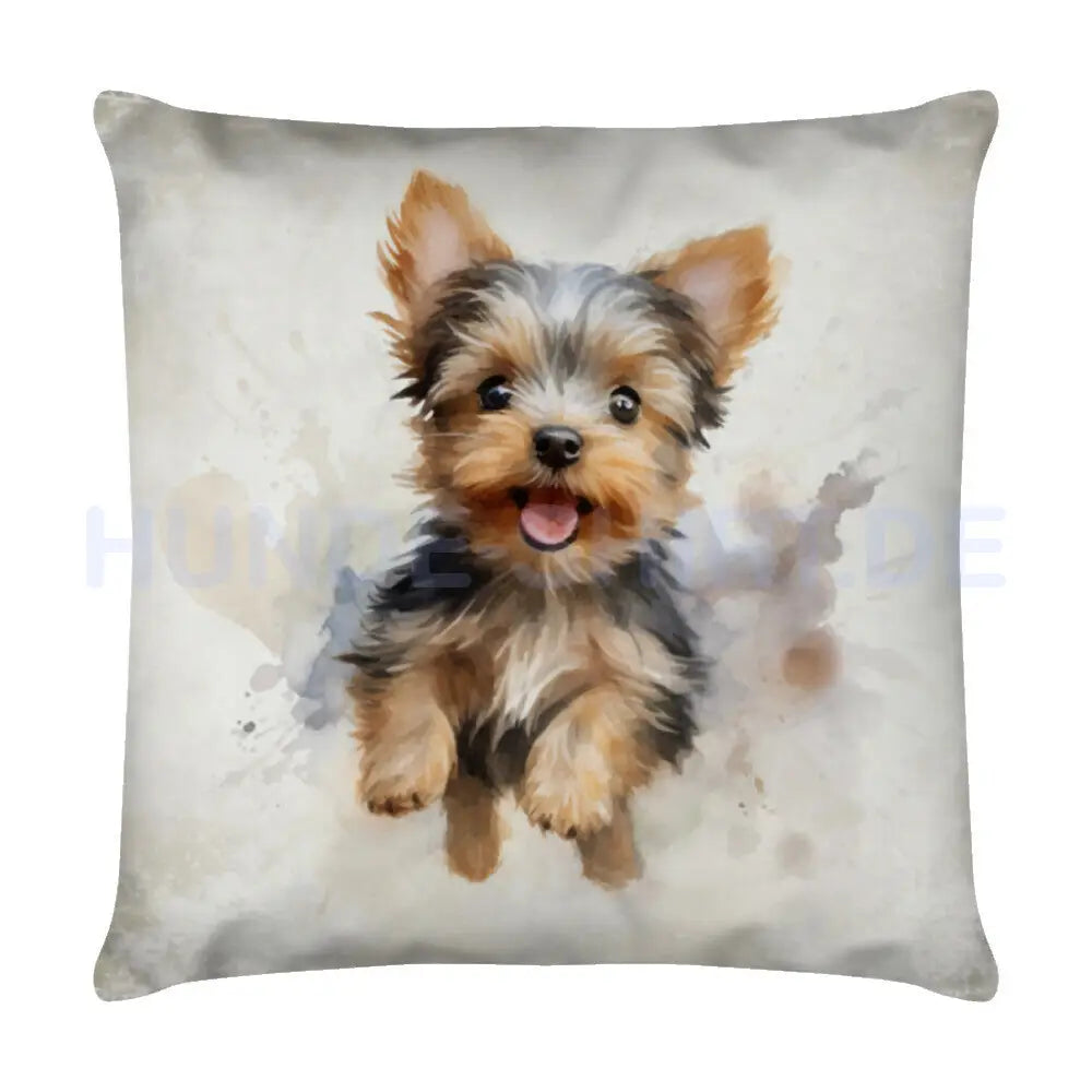 Kissen "Yorkshire Terrier - Jump" Weiß – hunde-shirt.de