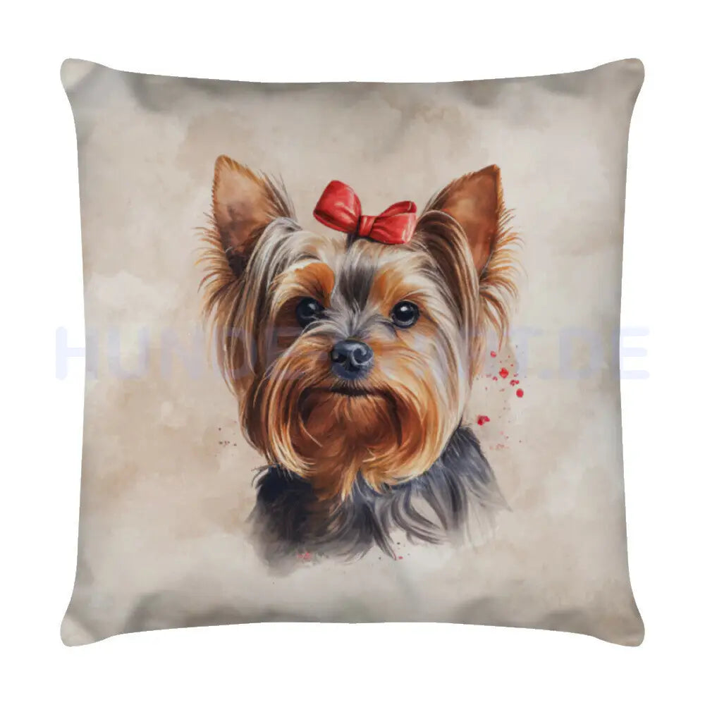 Kissen "Yorkshire Terrier Portrait" Weiß – hunde-shirt.de