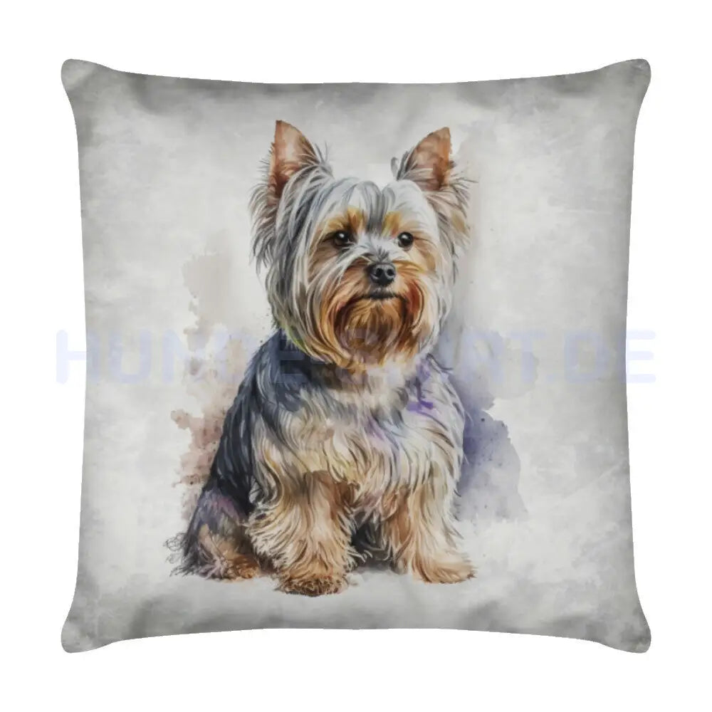 Kissen "Yorkshire Terrier - Sitz" Weiß – hunde-shirt.de