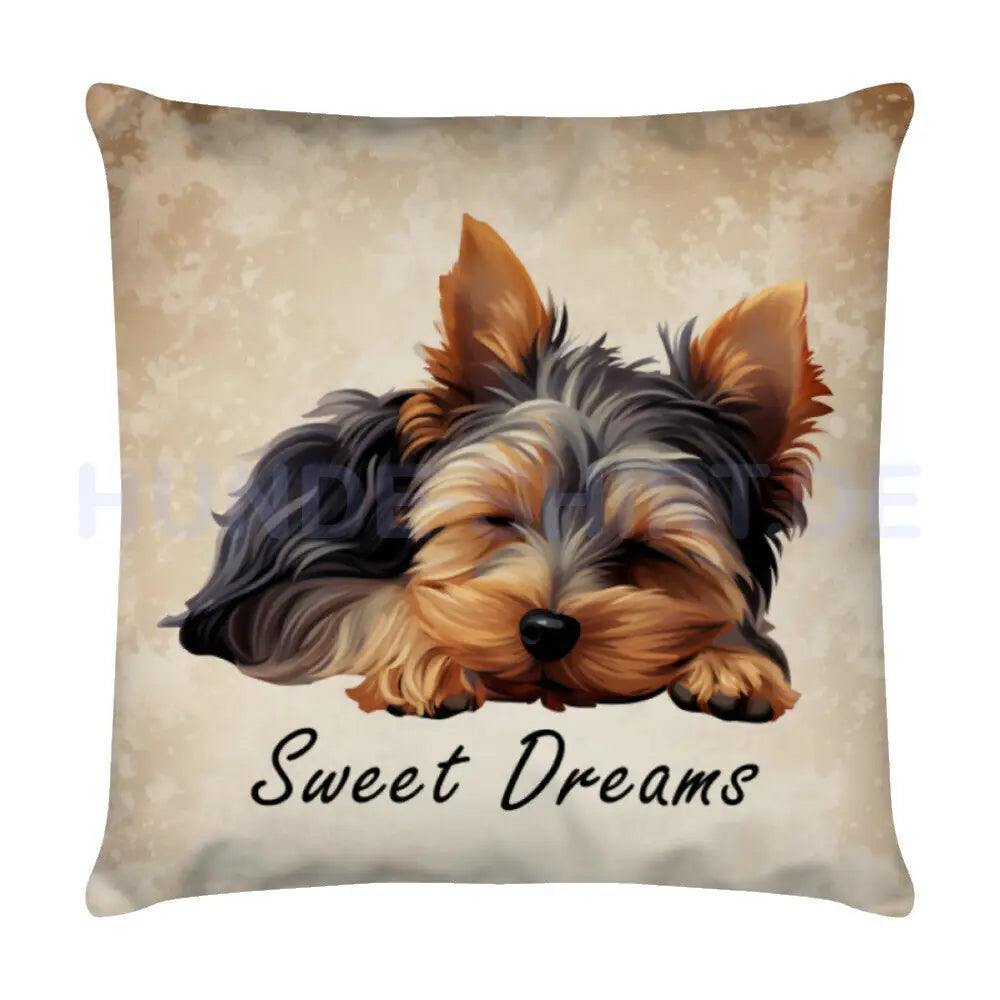 Kissen "Yorkshire Terrier - Sweet Dreams" Weiß – hunde-shirt.de