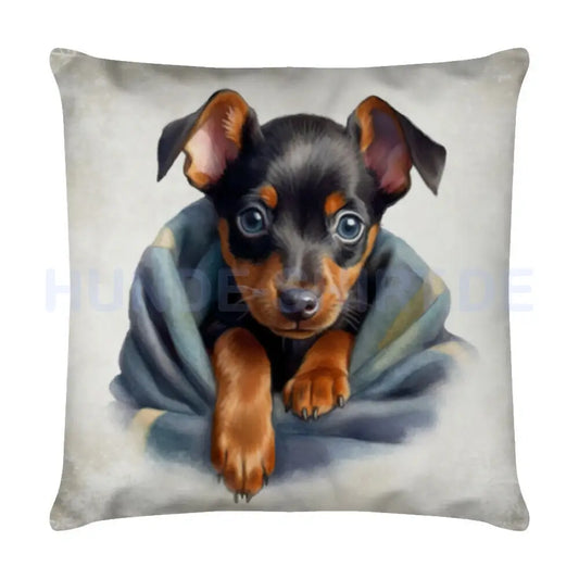 Kissen "Zwergpinscher - Kuscheln" Weiß – hunde-shirt.de