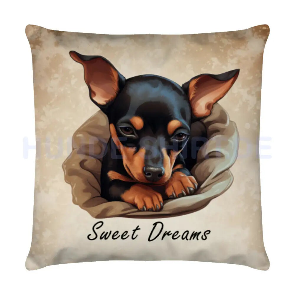 Kissen "Zwergpinscher - Sweet Dreams" Weiß – hunde-shirt.de