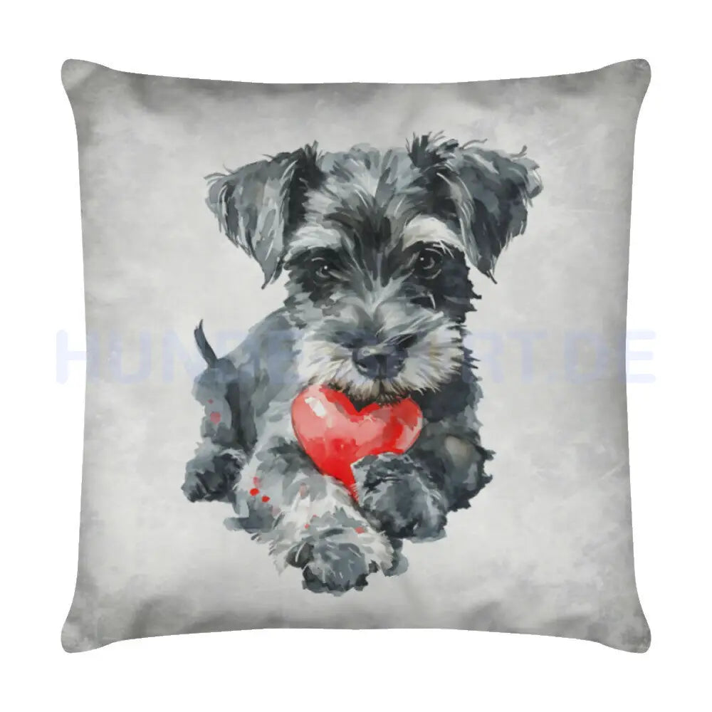 Kissen "Zwergschnauzer - HEART" Weiß – hunde-shirt.de