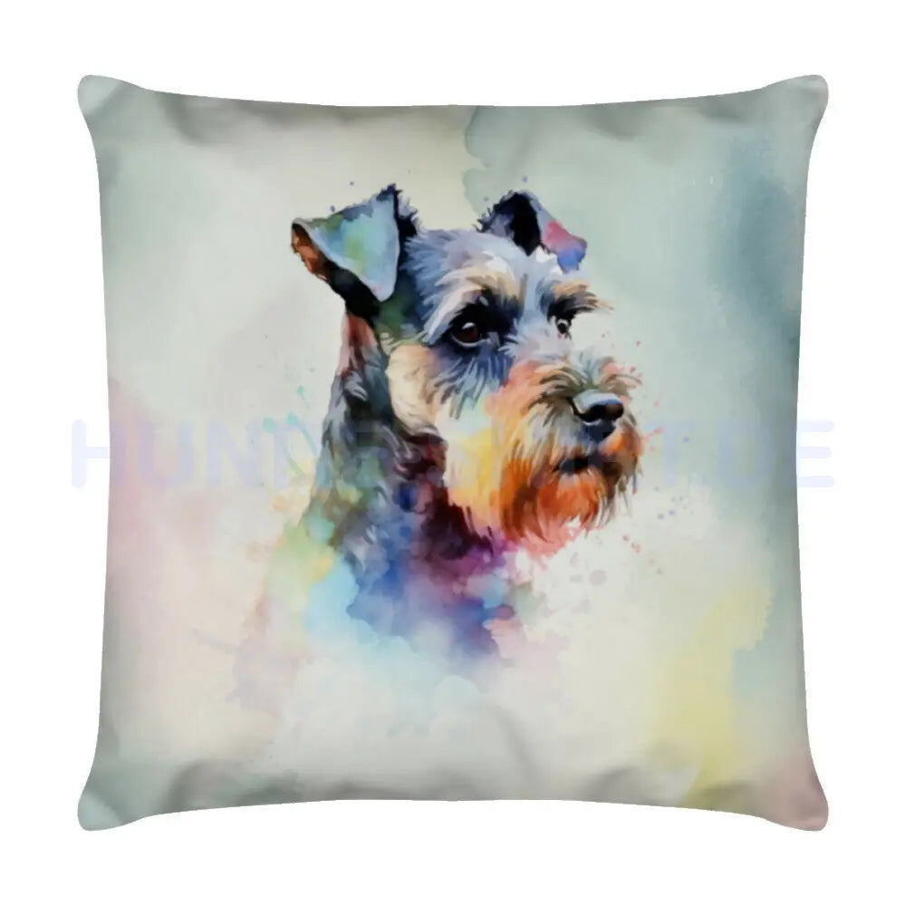 Kissen "Zwergschnauzer Pastell" Weiß – hunde-shirt.de