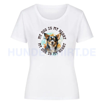 Organic Damen-Shirt "Chihuahua Kurzhaar HEART" Weiß – hunde-shirt.de