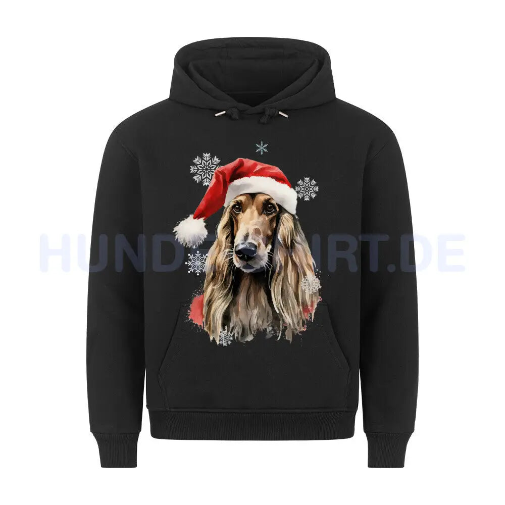 Premium Hoodie "Afghanischer Windhund Christmas" Schwarz – hunde-shirt.de