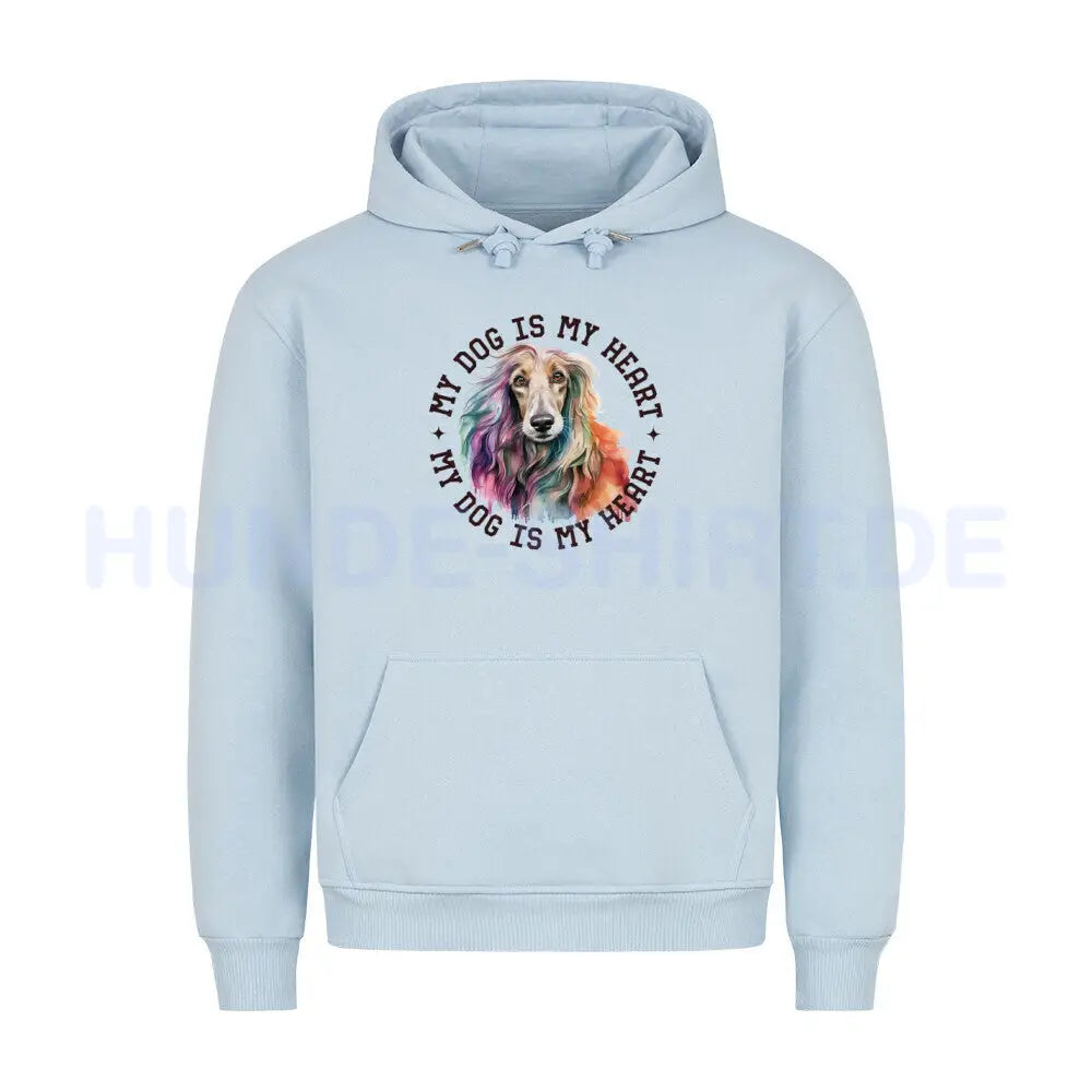 Premium Hoodie "Afghanischer Windhund HEART" Babyblau – hunde-shirt.de