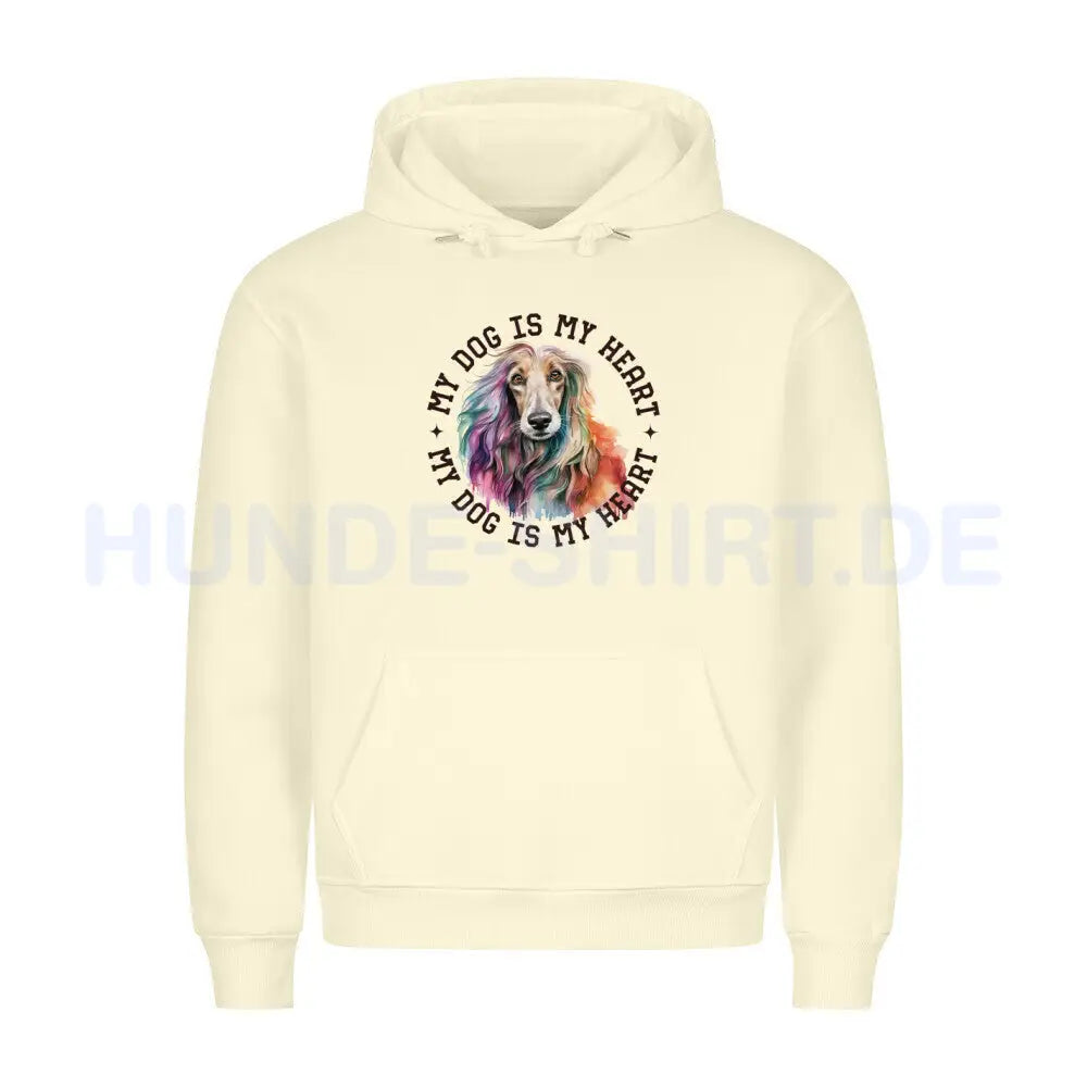 Premium Hoodie "Afghanischer Windhund HEART" Beige – hunde-shirt.de