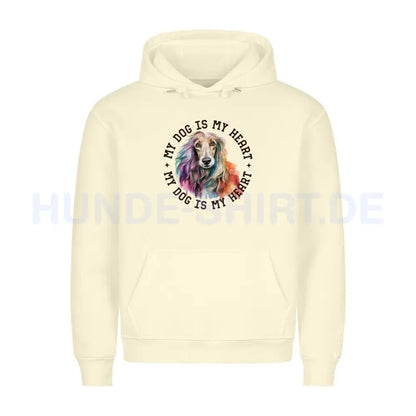 Premium Hoodie "Afghanischer Windhund HEART" Beige – hunde-shirt.de