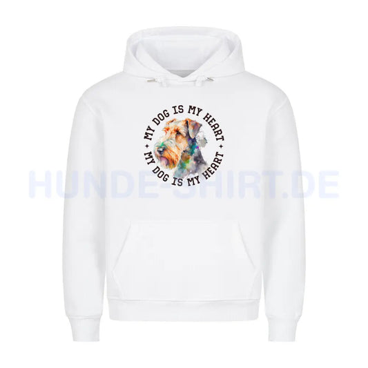 Premium Hoodie "Airedale Terrier HEART" Weiß – hunde-shirt.de