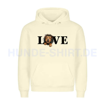 Premium Hoodie "Airedale Terrier - LOVE" Beige – hunde-shirt.de