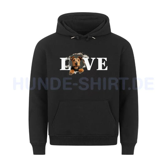 Premium Hoodie "Airedale Terrier - LOVE" Schwarz – hunde-shirt.de