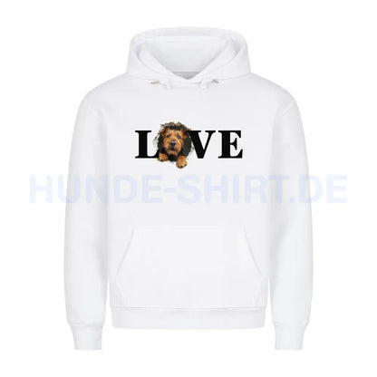 Premium Hoodie "Airedale Terrier - LOVE" Weiß – hunde-shirt.de