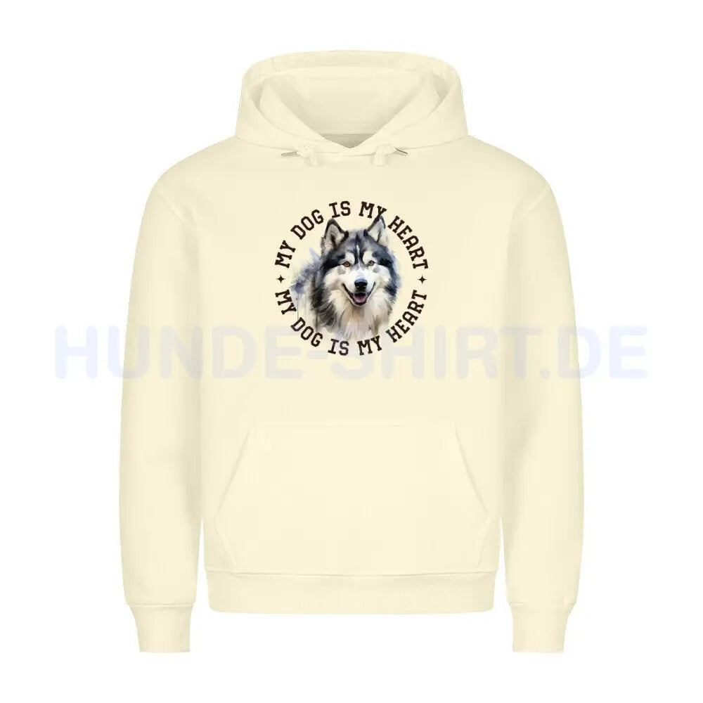 Premium Hoodie "Alaskan Malamute HEART" Beige – hunde-shirt.de