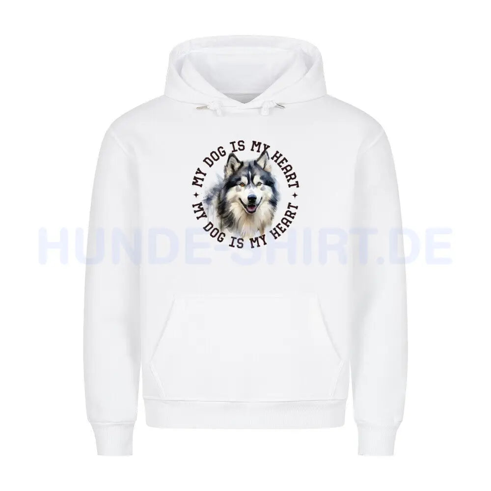 Premium Hoodie "Alaskan Malamute HEART" Weiß – hunde-shirt.de