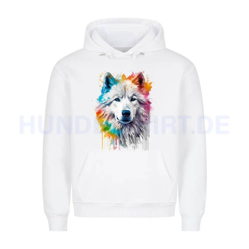 Premium Hoodie "Alaskan Malamute Paint" Weiß – hunde-shirt.de