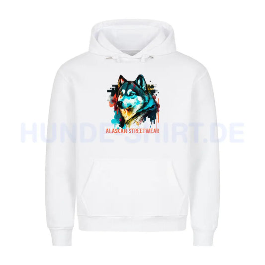 Premium Hoodie "Alaskan Malamute - Streetwear" Weiß – hunde-shirt.de