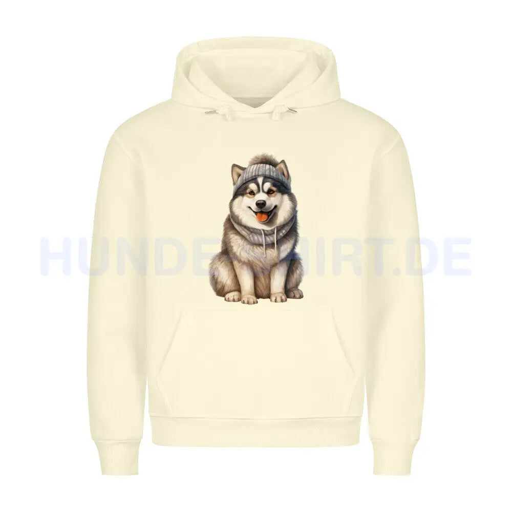 Premium Hoodie "Alaskan Malamute - Winter" Beige – hunde-shirt.de