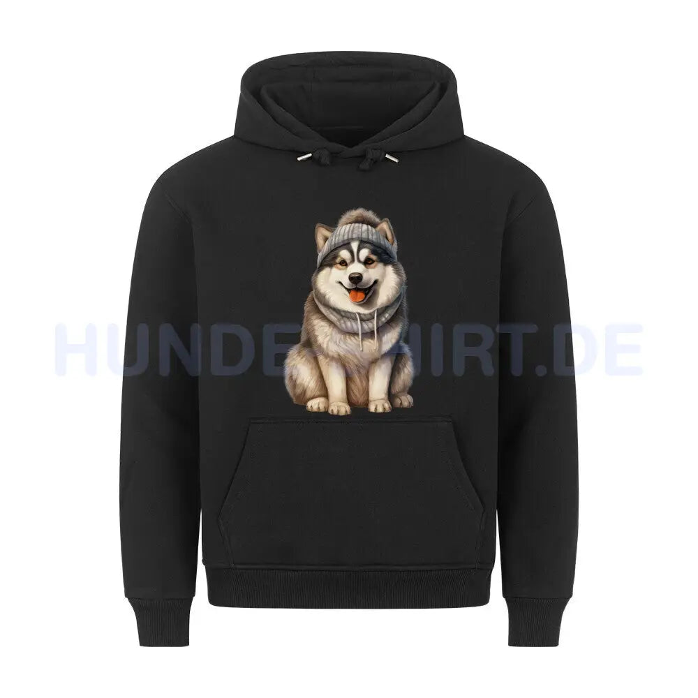 Premium Hoodie "Alaskan Malamute - Winter" Schwarz – hunde-shirt.de