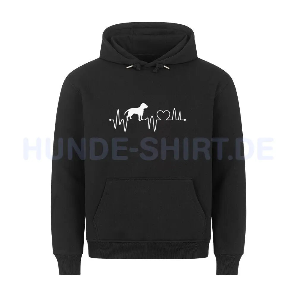 Premium Hoodie "American Bulldog - Heartbeat" Schwarz – hunde-shirt.de