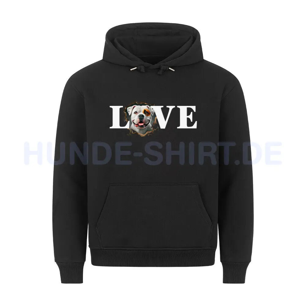 Premium Hoodie "American Bulldog - LOVE" Schwarz – hunde-shirt.de