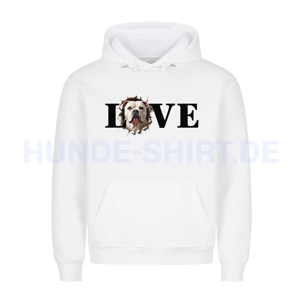 Premium Hoodie "American Bulldog Love" Weiß – hunde-shirt.de