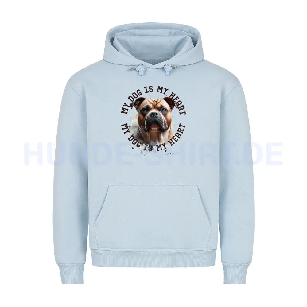 Premium Hoodie "American Bully XL HEART" Babyblau – hunde-shirt.de