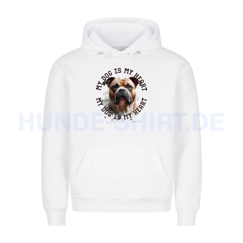 Premium Hoodie "American Bully XL HEART" Weiß – hunde-shirt.de