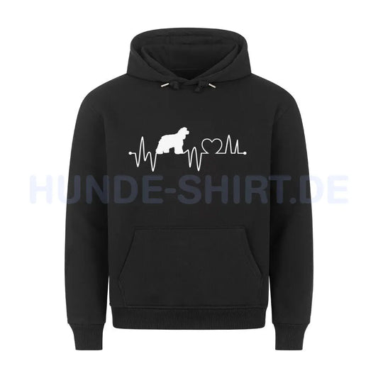 Premium Hoodie "American Cocker - Heartbeat" Schwarz – hunde-shirt.de