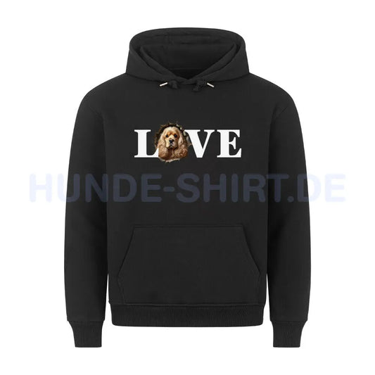 Premium Hoodie "American Cocker - LOVE" Schwarz – hunde-shirt.de