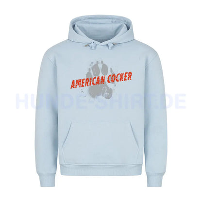 Premium Hoodie "American Cocker - PAW" Babyblau – hunde-shirt.de