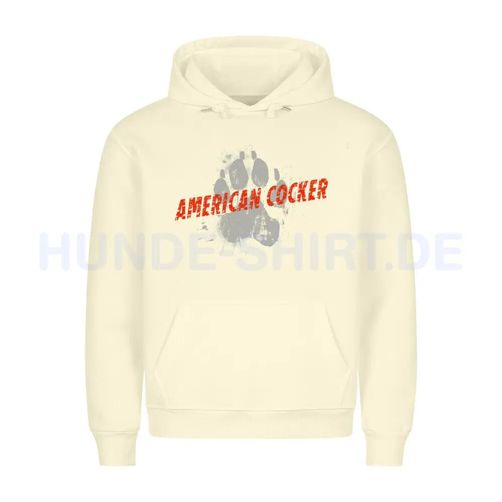 Premium Hoodie "American Cocker - PAW" Beige – hunde-shirt.de