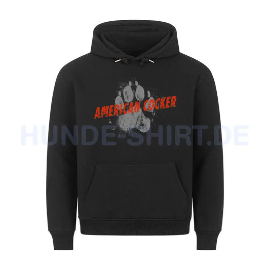 Premium Hoodie "American Cocker - PAW" Schwarz – hunde-shirt.de