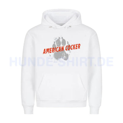 Premium Hoodie "American Cocker - PAW" Weiß – hunde-shirt.de